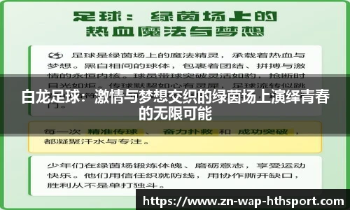白龙足球：激情与梦想交织的绿茵场上演绎青春的无限可能